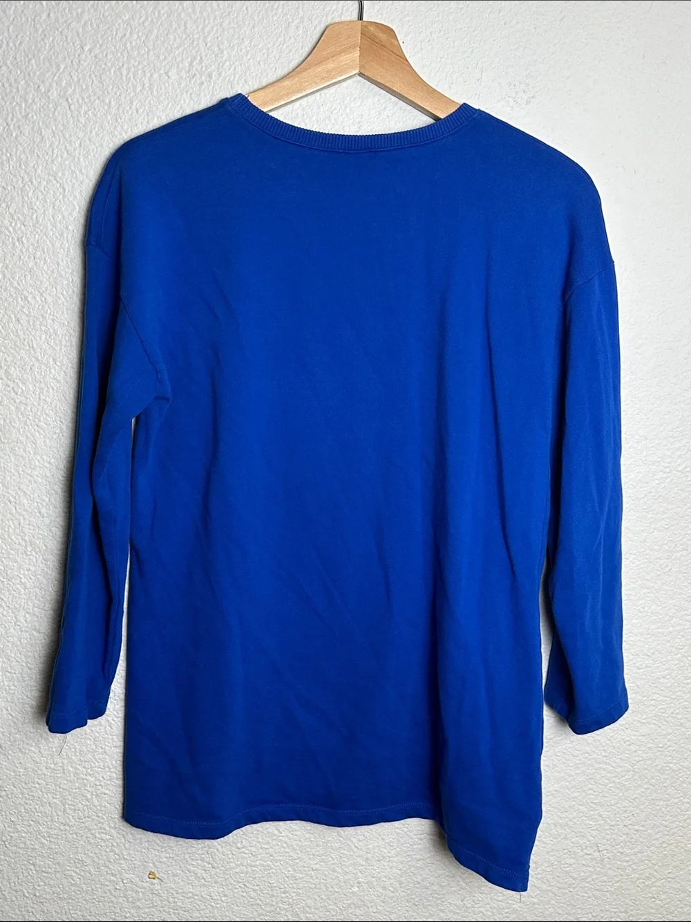 Girls Blue Cotton Sweatshirt Sequins Flower Pullover Youth 14/16